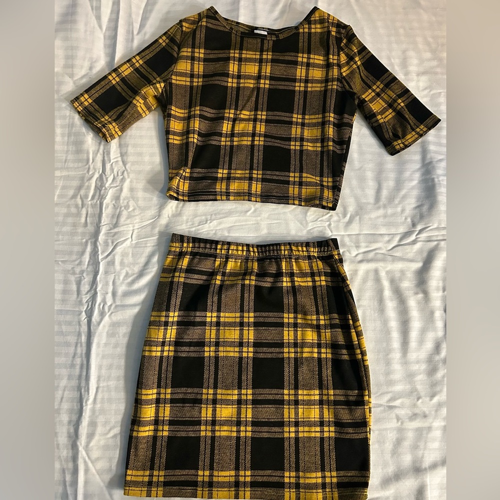 Black and Yellow Top and Skirt
